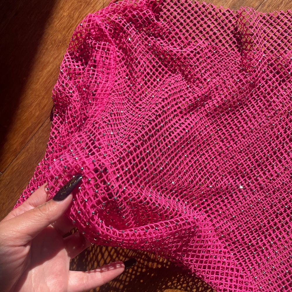 Windsor Pink Rhinestone Mesh Blouse - Picture 4 of 4